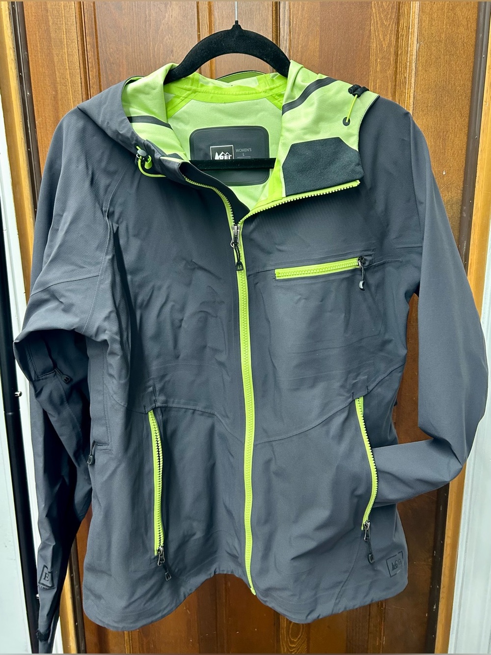 REI Women's Shell Jacket in Charcoal and Lime